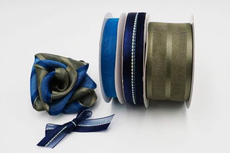 Autumn Green/Dark Blue Sheer Ribbon Set - Autumn Green/Dark Blue Sheer Ribbon Set